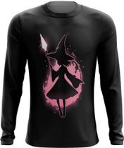 Camiseta Manga Longa Bruxa Halloween Rosa 12