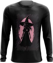 Camiseta Manga Longa Bruxa Halloween Rosa 16