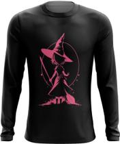 Camiseta Manga Longa Bruxa Halloween Rosa 3 - Kasubeck Store