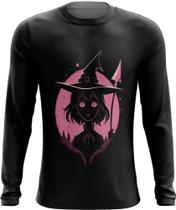 Camiseta Manga Longa Bruxa Halloween Rosa 5 - Kasubeck Store
