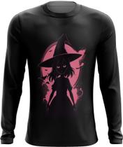 Camiseta Manga Longa Bruxa Halloween Rosa 7 - Kasubeck Store