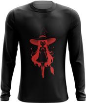 Camiseta Manga Longa Bruxa Halloween Vermelha 10