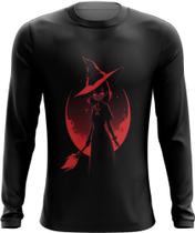 Camiseta Manga Longa Bruxa Halloween Vermelha 9