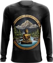 Camiseta Manga Longa Buda Logo Budismo Buda Religião 1 Camiseta Manga Longa Buda Logo Budismo Buda Religião 1