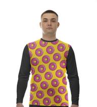 Camiseta Manga Longa Camisa Donuts Rosquinha Rosa 74