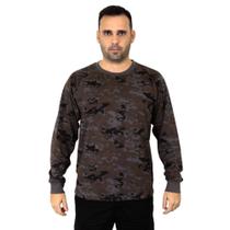 Camiseta Manga Longa Camuflada Digital Petróleo