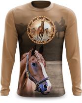 Camiseta Manga Longa Cavalo Agro Roça Horse Rodeio