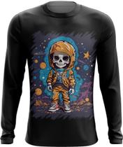 Camiseta Manga Longa Caveira Infantil Estilosa Unif 11