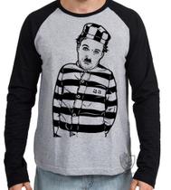 Camiseta Manga Longa Charles Chaplin preso Camiseta Manga Longa Charles Chaplin preso