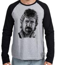 Camiseta Manga Longa Chuck Norris face Camiseta Manga Longa Chuck Norris face