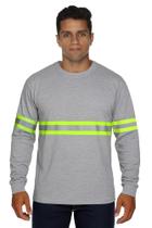 Camiseta manga longa com faixa refletiva malha fria cinza Camiseta manga longa com faixa refletiva malha fria cinza