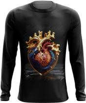 Camiseta Manga Longa Coração de Ouro Líquido Gold Heart 7