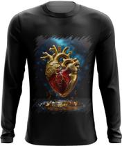 Camiseta Manga Longa Coração de Ouro Líquido Gold Heart 9