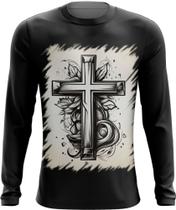 Camiseta Manga Longa da Cruz de Jesus Igreja Fé 1