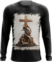 Camiseta Manga Longa da Cruz de Jesus Igreja Fé 10 - Kasubeck Store