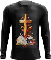 Camiseta Manga Longa da Cruz de Jesus Igreja Fé 19