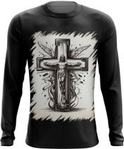 Camiseta Manga Longa da Cruz de Jesus Igreja Fé 20