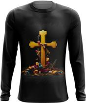 Camiseta Manga Longa da Cruz de Jesus Igreja Fé 24