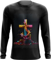 Camiseta Manga Longa da Cruz de Jesus Igreja Fé 25