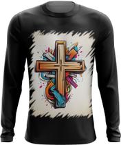 Camiseta Manga Longa da Cruz de Jesus Igreja Fé 32