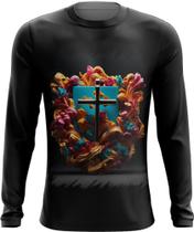 Camiseta Manga Longa da Cruz de Jesus Igreja Fé 36