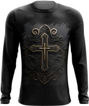 Camiseta Manga Longa da Cruz de Jesus Igreja Fé 4 Camiseta Manga Longa da Cruz de Jesus Igreja Fé 4
