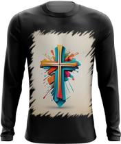 Camiseta Manga Longa da Cruz de Jesus Igreja Fé 44