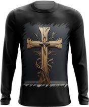 Camiseta Manga Longa da Cruz de Jesus Igreja Fé 45