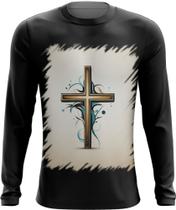 Camiseta Manga Longa da Cruz de Jesus Igreja Fé 49