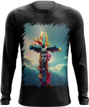 Camiseta Manga Longa da Cruz de Jesus Igreja Fé 7