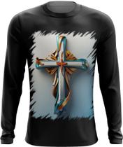 Camiseta Manga Longa da Cruz de Jesus Igreja Fé 8 - Kasubeck Store