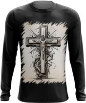 Camiseta Manga Longa da Cruz de Jesus Igreja Fé 9