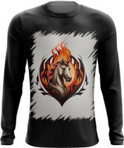 Camiseta Manga Longa de Cavalo Flamejante Fire Horse 3