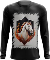 Camiseta Manga Longa de Cavalo Flamejante Fire Horse 4
