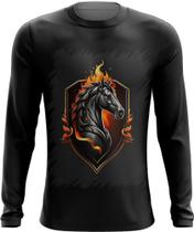 Camiseta Manga Longa de Cavalo Flamejante Fire Horse 5