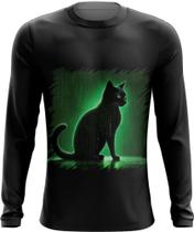 Camiseta Manga Longa de Gato Oráculo Hacker Binário Mat 4