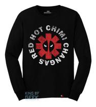 Camiseta Manga Longa Deadpool Filme Camisa Geek Preta Algodã
