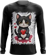 Camiseta Manga Longa Dia dos Namorados Gatinho 1