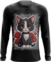 Camiseta Manga Longa Dia dos Namorados Gatinho 15