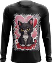 Camiseta Manga Longa Dia dos Namorados Gatinho 22