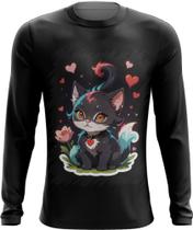 Camiseta Manga Longa Dia dos Namorados Gatinho 7