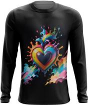 Camiseta Manga Longa do Orgulho LGBT Coração Amor 12
