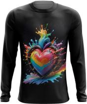 Camiseta Manga Longa do Orgulho LGBT Coração Amor 19 - Kasubeck Store