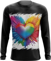 Camiseta Manga Longa do Orgulho LGBT Coração Amor 3 Camiseta Manga Longa do Orgulho LGBT Coração Amor 3