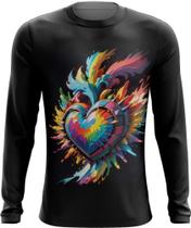 Camiseta Manga Longa do Orgulho LGBT Coração Amor 5