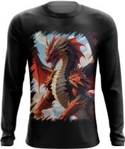 Camiseta Manga Longa Dragão Vermelho de Fogo 4