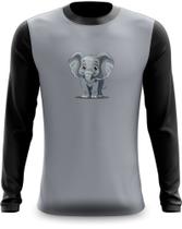 Camiseta Manga Longa Elefante Orelhas Grandes