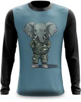 Camiseta Manga Longa Elefante Soldado Rússia e Ucrânia