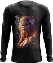 Camiseta Manga Longa Elfa Linda na Floresta Mágica 1 Camiseta Manga Longa Elfa Linda na Floresta Mágica 1