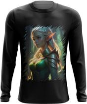 Camiseta Manga Longa Elfa Linda na Floresta Mágica 5 Camiseta Manga Longa Elfa Linda na Floresta Mágica 5